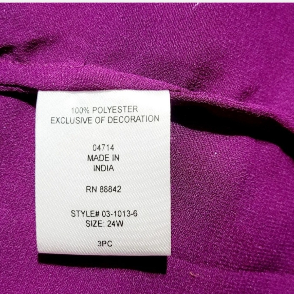 Roamans Top Purple Sequined embroidery Blouse Sz 24W 2 pieces - Picture 6 of 8